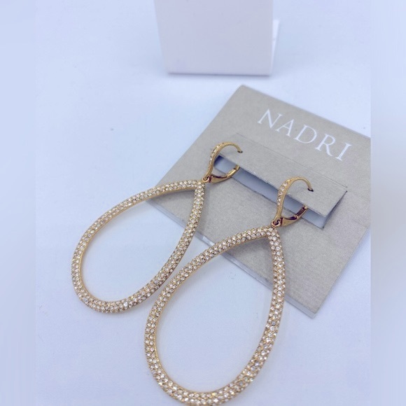 Vintage NADRI Pave CrystalEarrings Oval Lever Back Earrings 2 1/2” long NWT - Picture 6 of 7